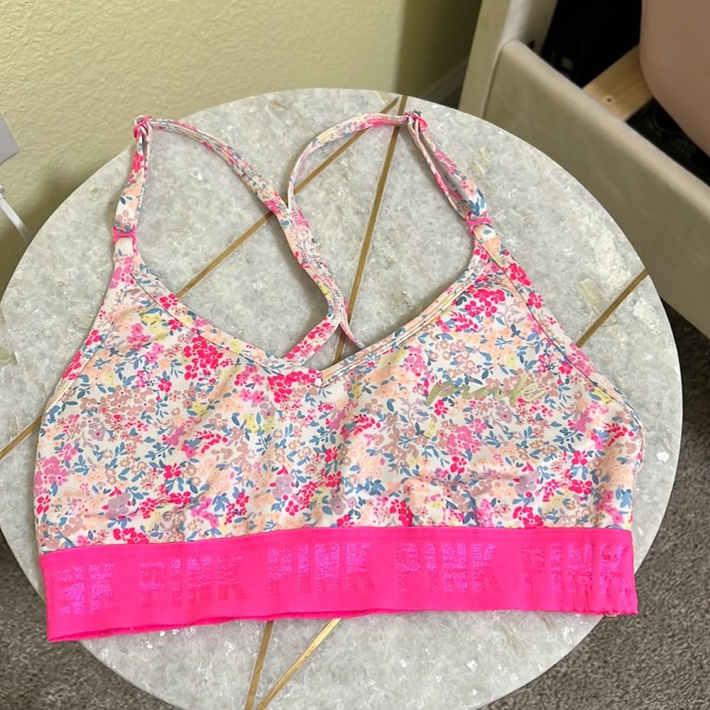 Pink sports bra